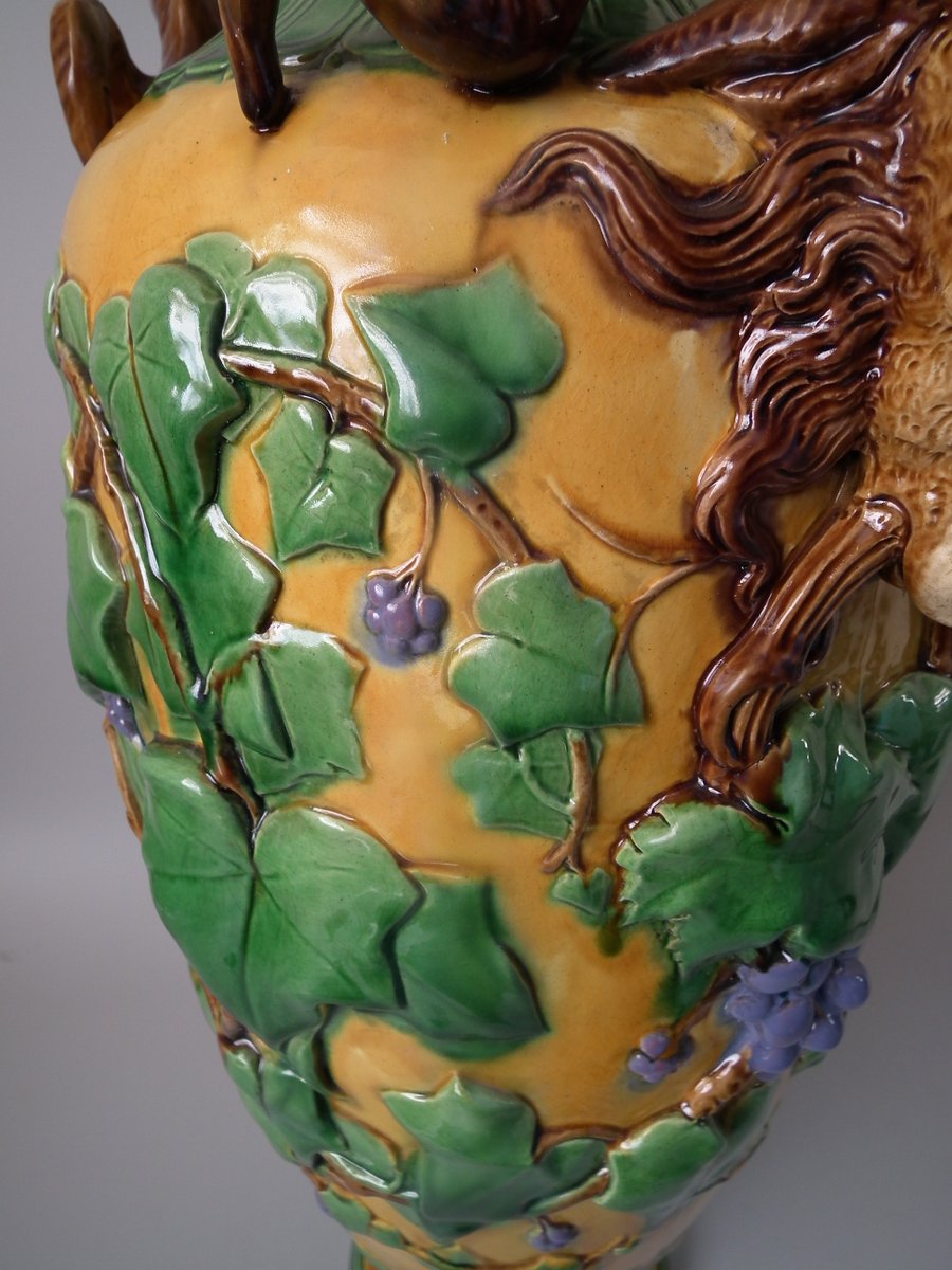 Large Victorian Minton Majolica Vase with Ram head Handles - Image 18 of 18