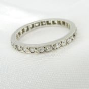 Genuine antique platinum full eternity ring set with 0.85 carats old-cut diamonds
