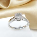 Round brilliant-cut diamond solitaire ring in white gold, with certificate