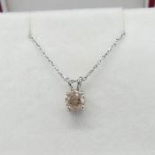 18ct white gold 0.74 carat diamond solitaire pendant with chain, boxed