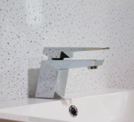 2.4 X 1M High Density PVC White Sparkle Bathroom Wet board Splash Panel.
