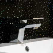 2.4 X 1M High Density PVC Black Sparkle Bathroom Wetboard Splash Panel.
