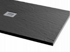 MX Minerals Designer 1700mm x 800mm Black Slate Stone Shower Tray. Handmade from solid cast resin.