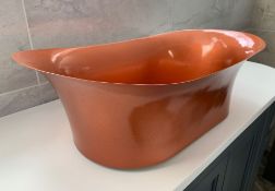 Bespoke Artisan Cast Steel Wash Bowl Basin, Hand Finsihed in Burnt Orange.