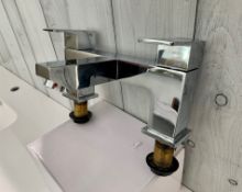 Designer CUBIC Deck Mounted Bathroom Basin Tap, finished in Chrome.