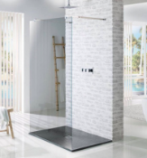 MX Minerals Designer 1700mm x 800mm Ash Grey Stone Shower Tray. Handmade from solid cast resin.