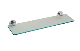 Modern Frosted Glass & Chrome Bathroom Wall Shelf, complete with fixings.
