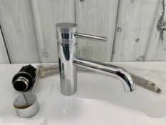 Designer CORE Bathroom Wash Basin Mono Tap, finished in Chrome with alternative mixer head.