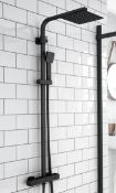 Dual Black Thermostatic Mixer Shower with Square Head.