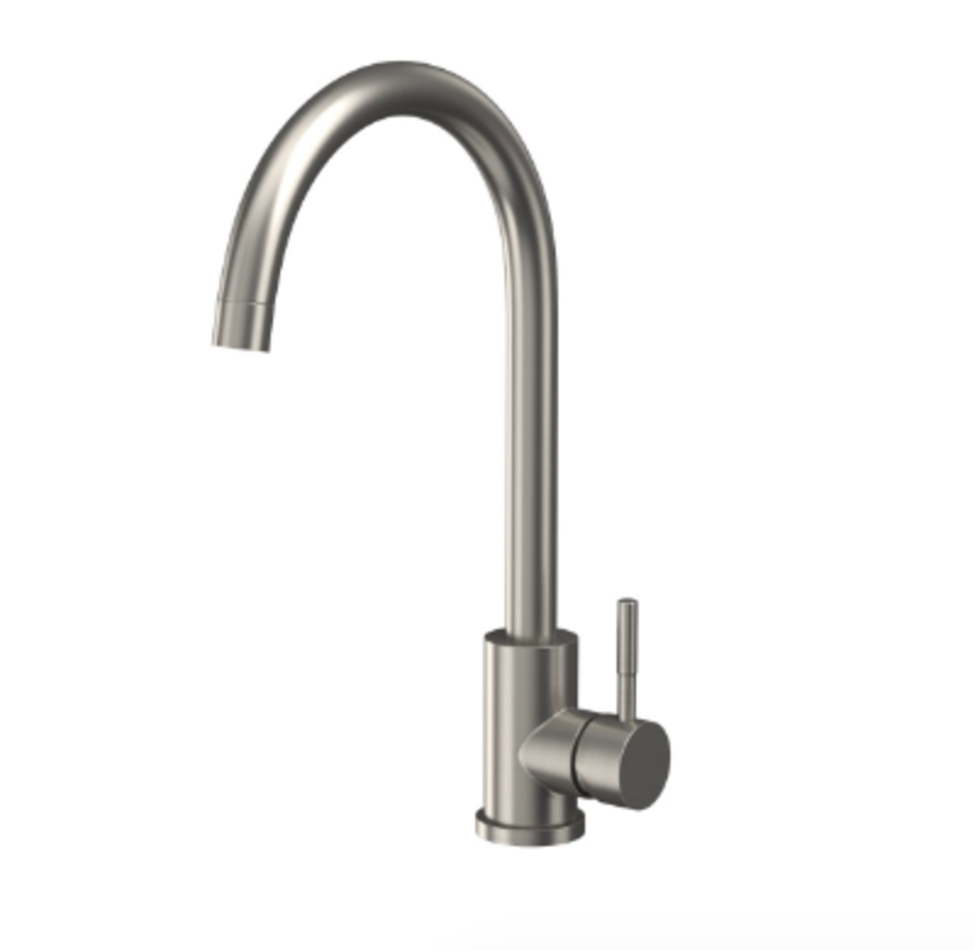 Designer MANHATTAN Kitchen Tap. Modern minimalist styling, finished in brushed stainless steel.