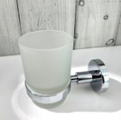Mere Alpen Designer Bathroom Tumbler Holder with Glass. Wall mountable in Frosted Glass and Chrome
