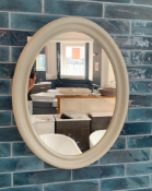 Beautiful Laura Ashley Designer Oval Mirror in Stone Frame, in cream / beige finish