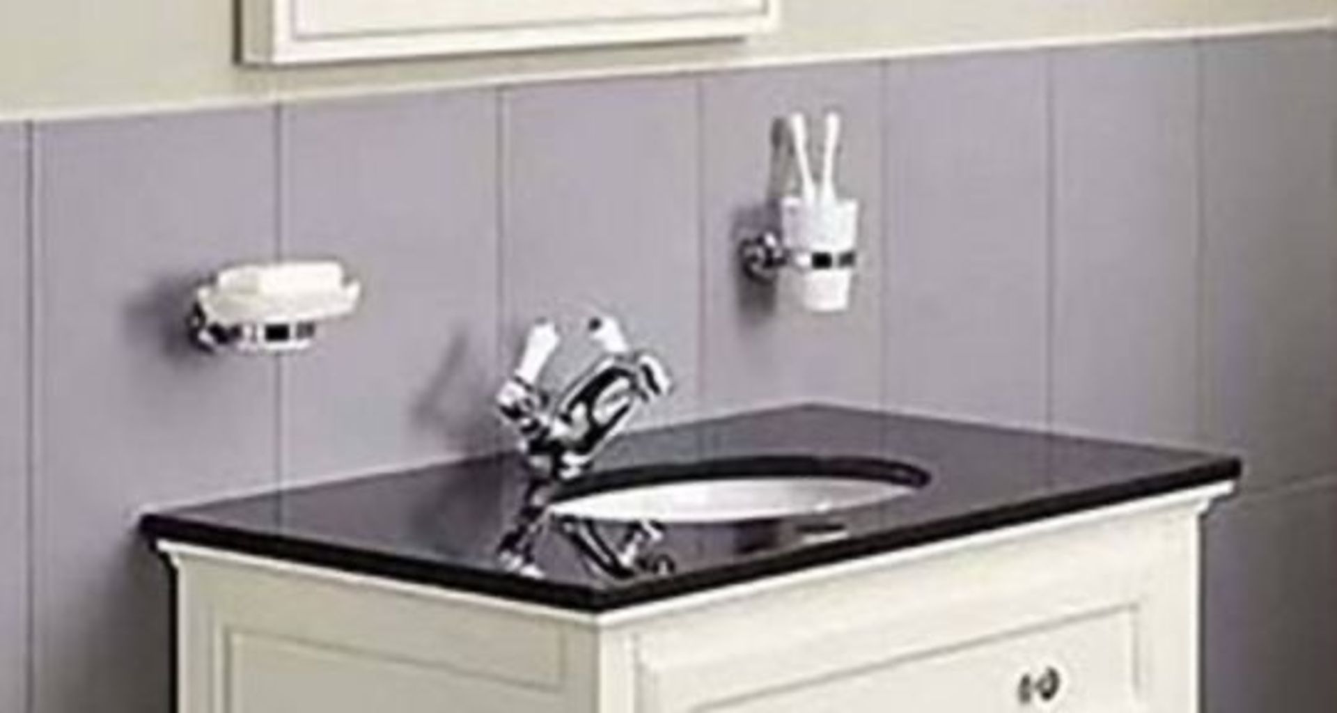 4 x Bathstore Savoy old English 790 black/blue granite top with ceramic under counter basin. - Image 2 of 3