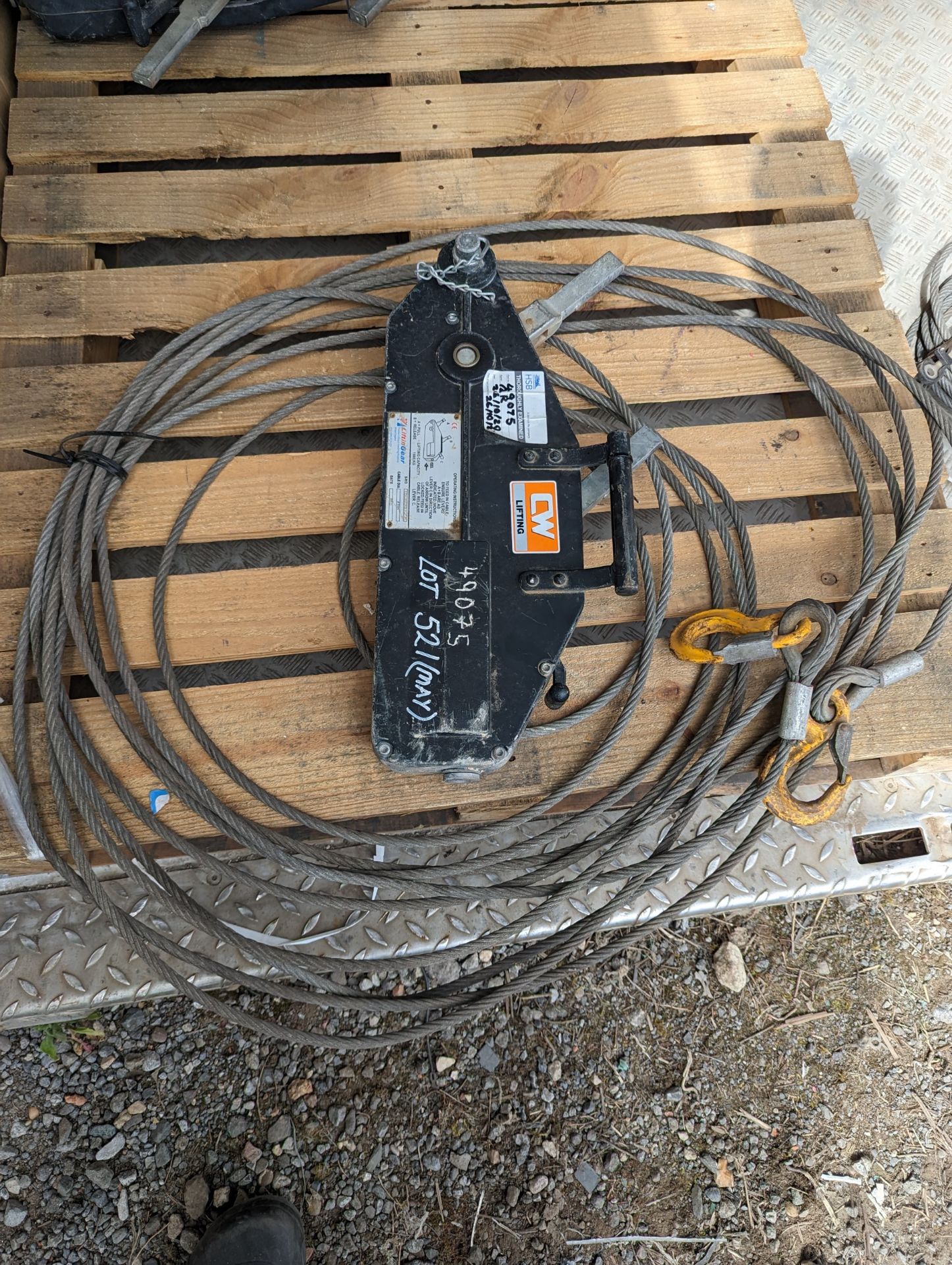 Tirfor Winch 1.6ton and Steel rope cable with hook - Image 2 of 5