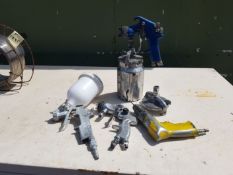 Various paint spraying guns & pneumatic drill