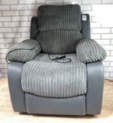 RISE RECLINER ARMCHAIR JUMBO CORD GREY