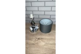 GLASS PEBBLE TABLE LAMP SILVER