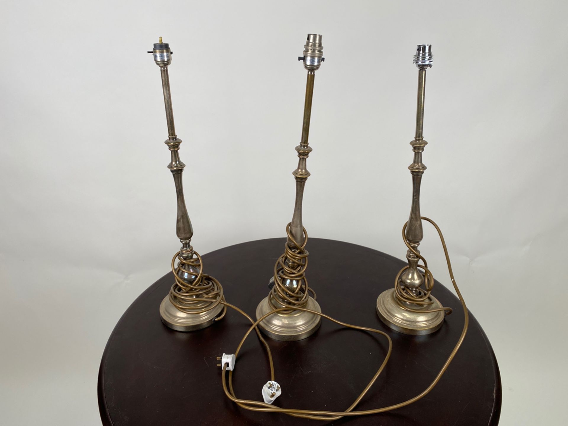 Trio of Silver Plated Table Lamps - Image 3 of 5