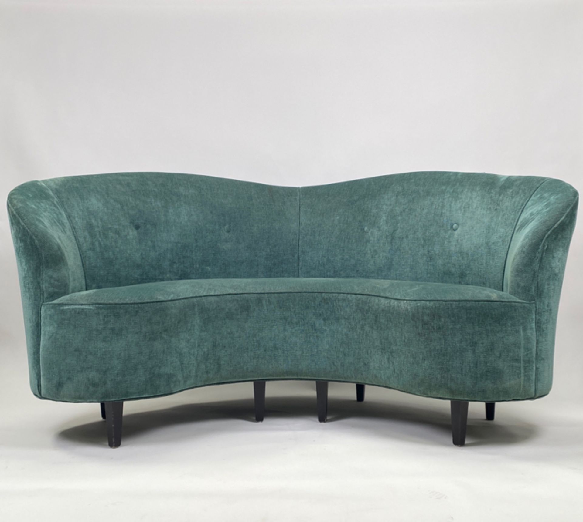 Curved Teal Sofa - Image 2 of 5