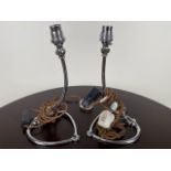 Trio of Heart Shaped Crested Table Lamps