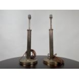 Pair of Decayed Finish Table Lamps