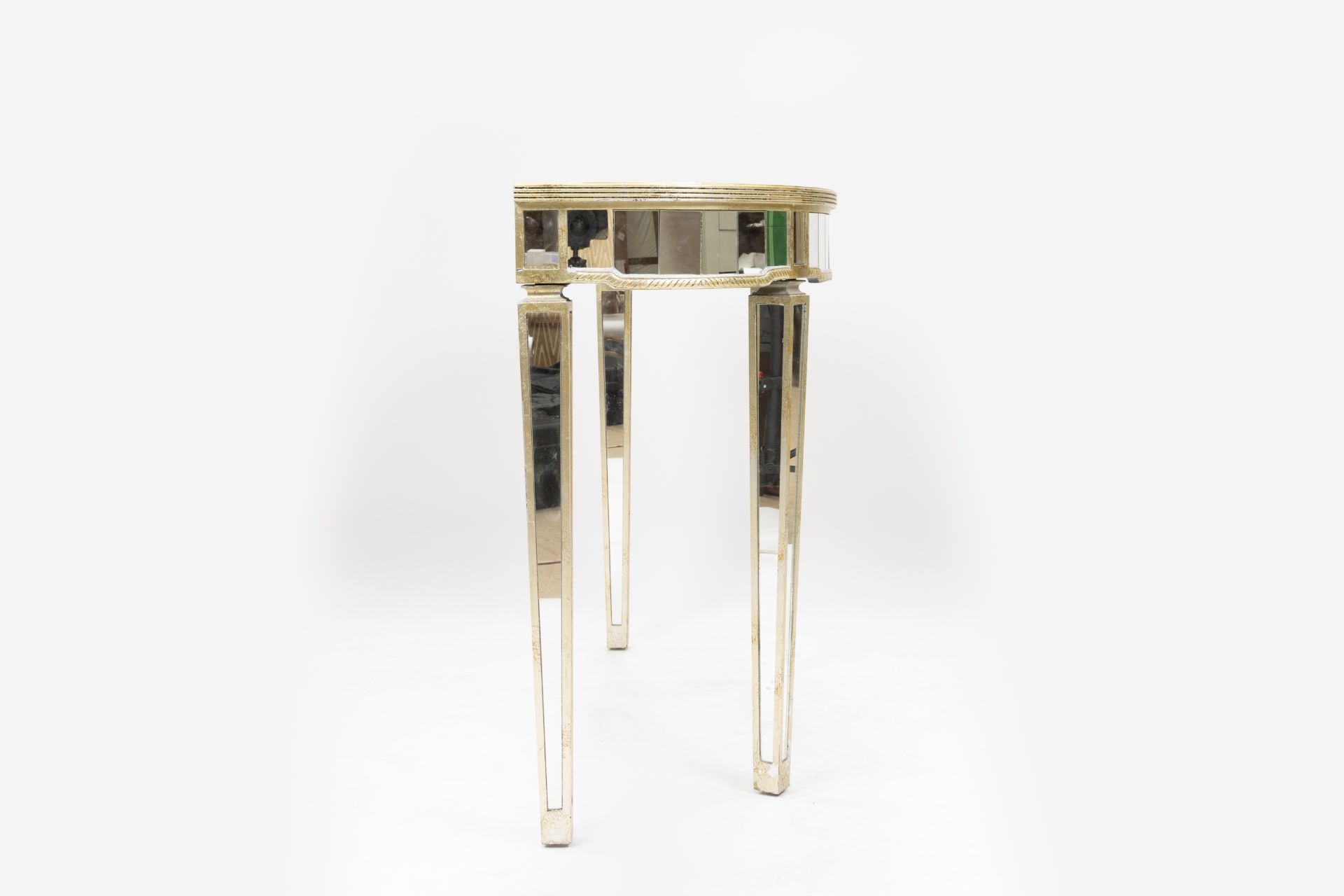 Art Deco Panelled Mirrored Demilune Console Table - Image 3 of 4