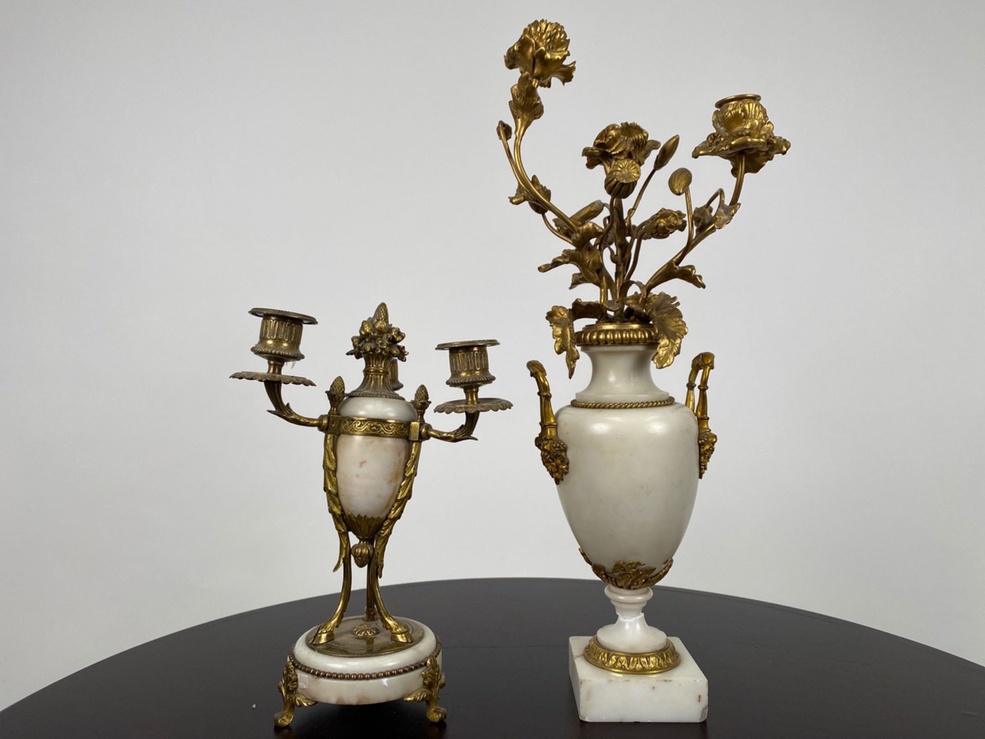 Pair of Marble and Bronze Urn Candlestick Ornaments - Image 3 of 10