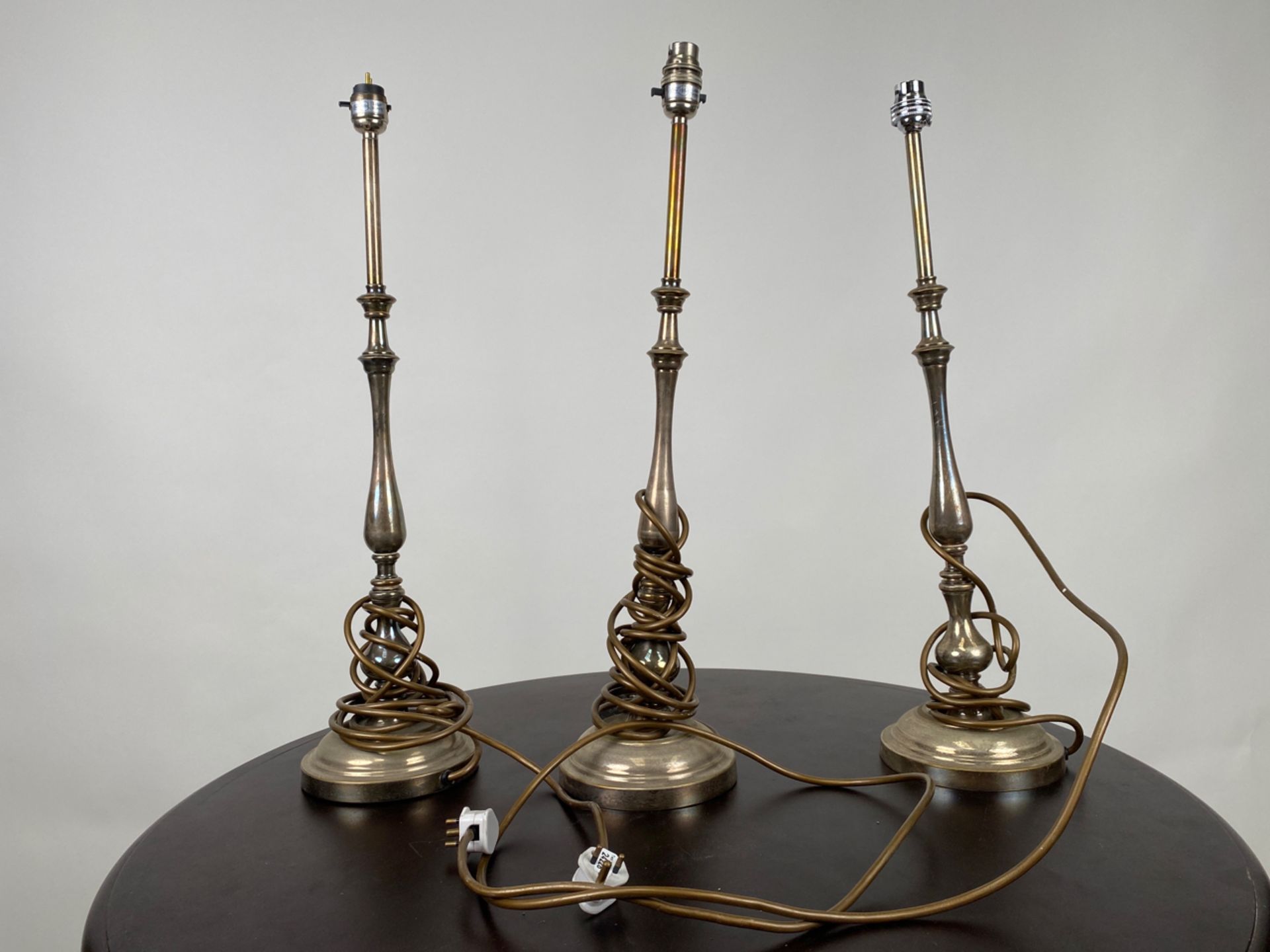 Trio of Silver Plated Table Lamps