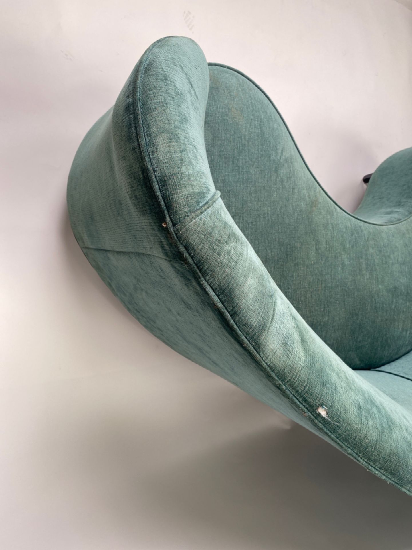 Curved Teal Sofa - Image 4 of 5