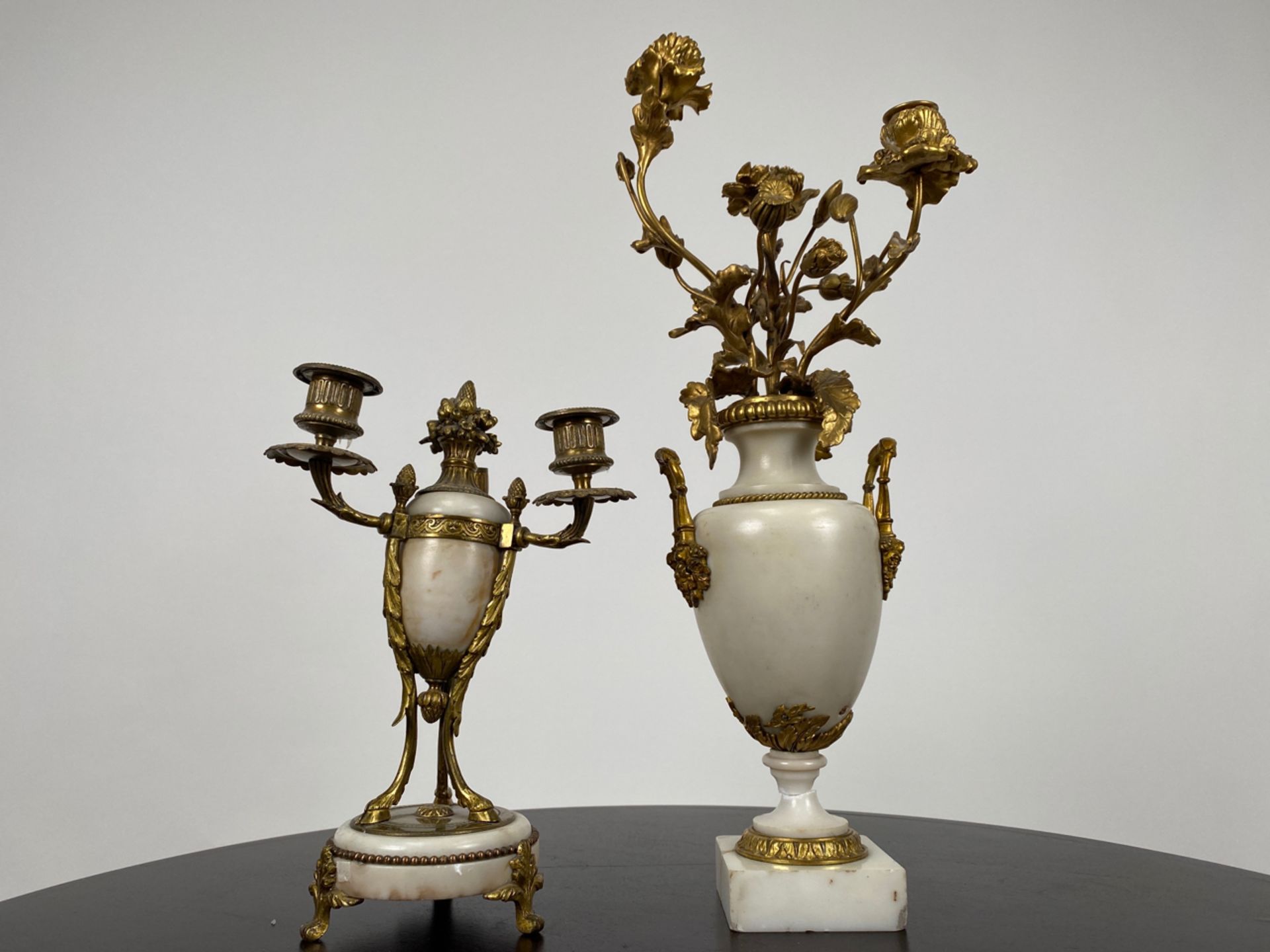 Pair of Marble and Bronze Urn Candlestick Ornaments - Image 2 of 10
