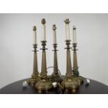 Set of 5 Mid Century Brass Table Lamps