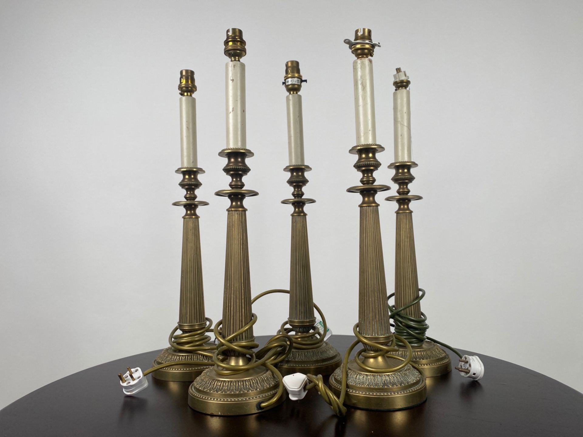 Set of 5 Mid Century Brass Table Lamps