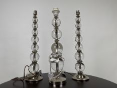 Trio of French 1960s Glass Table Lamps