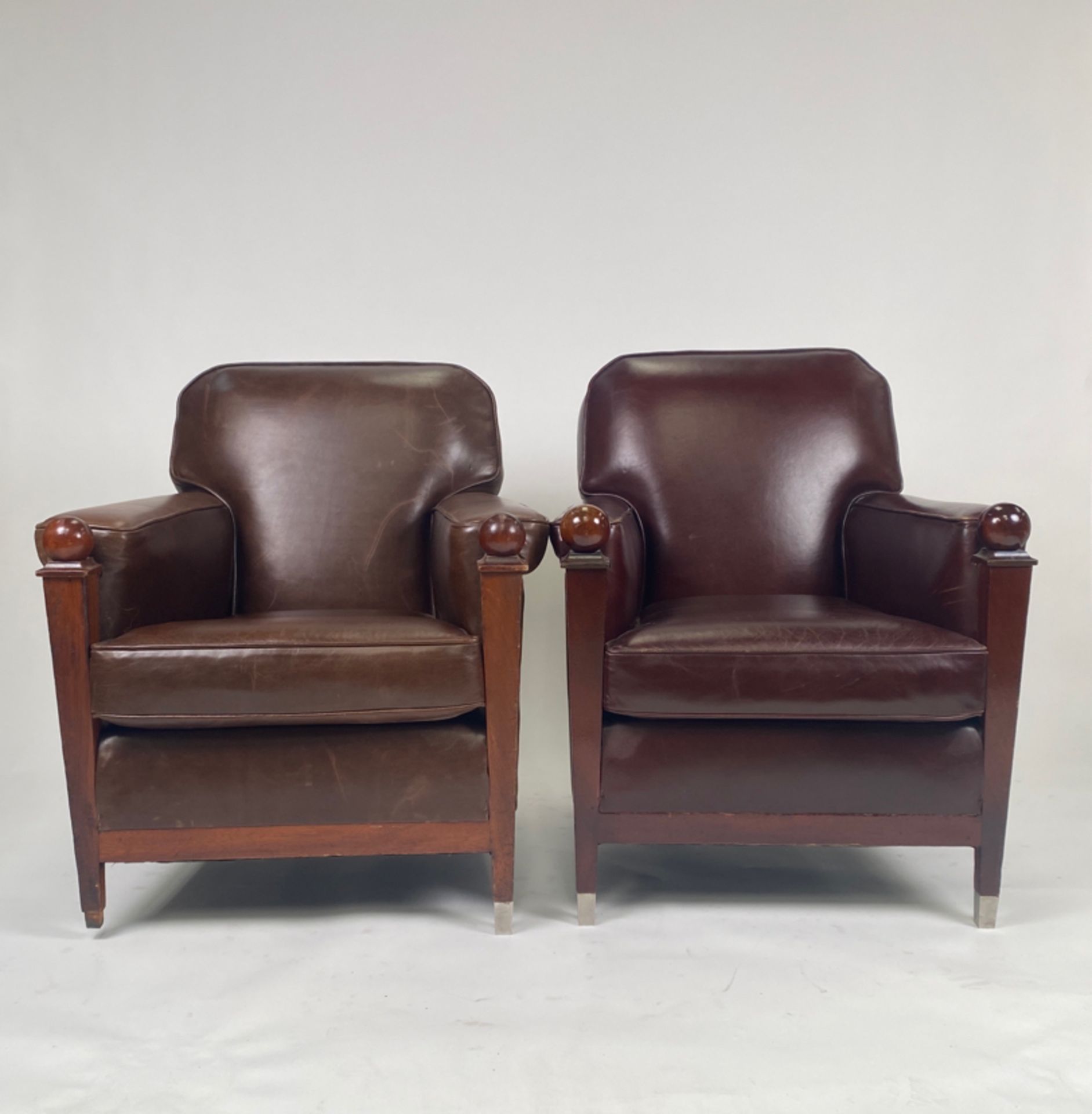 Pair of Leather Club Chairs - Image 2 of 7