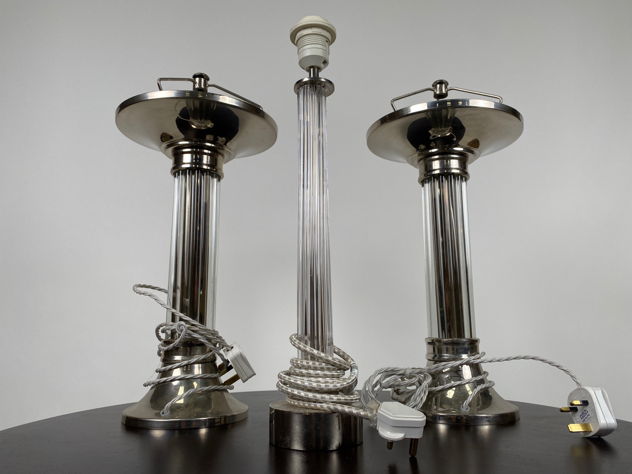 Trio of Glass Table Lamps
