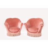 Pair of Pink Velvet Tub Chairs Art Deco Style Mid Century