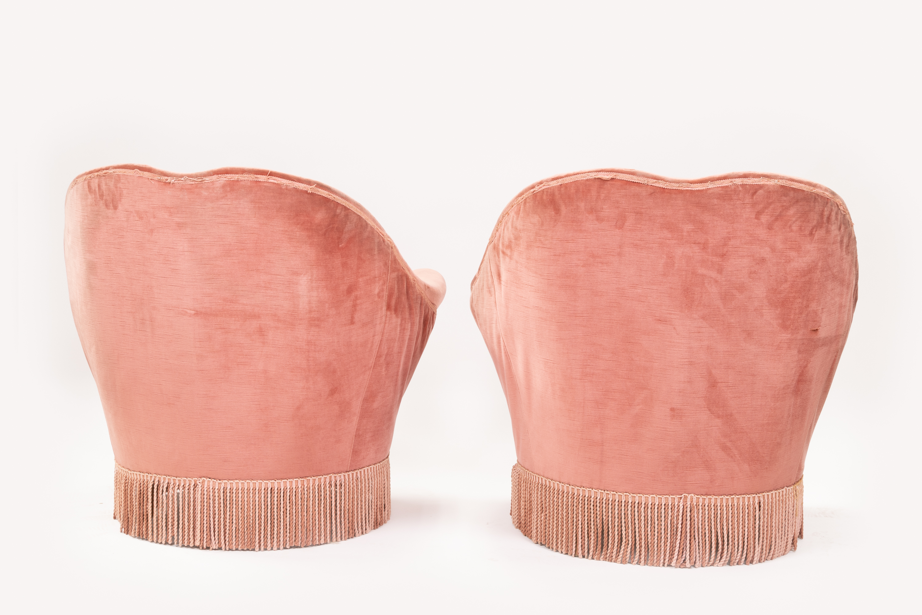 Pair of Pink Velvet Tub Chairs Art Deco Style Mid Century - Image 4 of 4