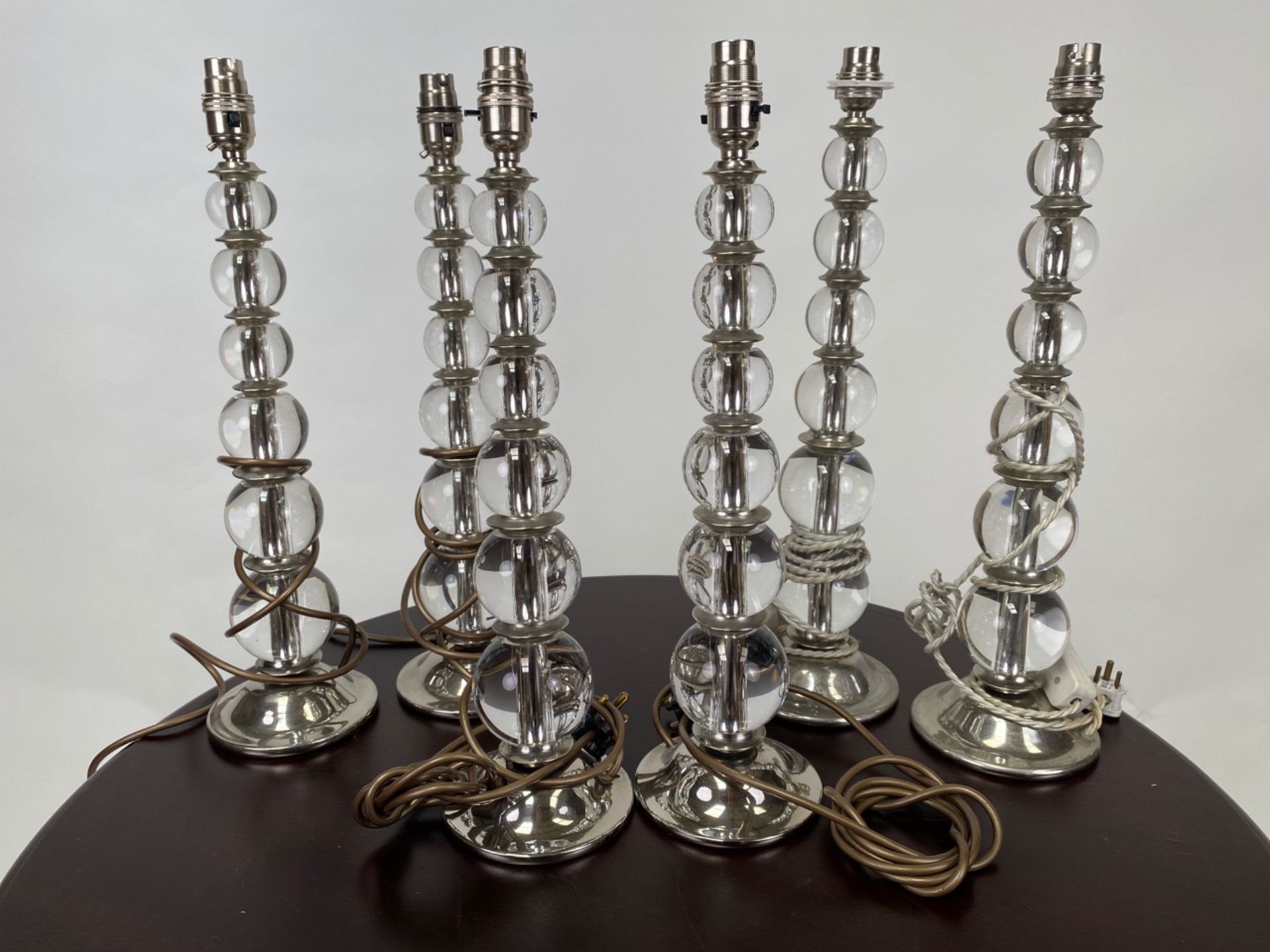 Set of 6 French 1960s Glass Table Lamp - Bild 2 aus 4