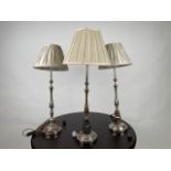 Trio of Silver Plated Table Lamps