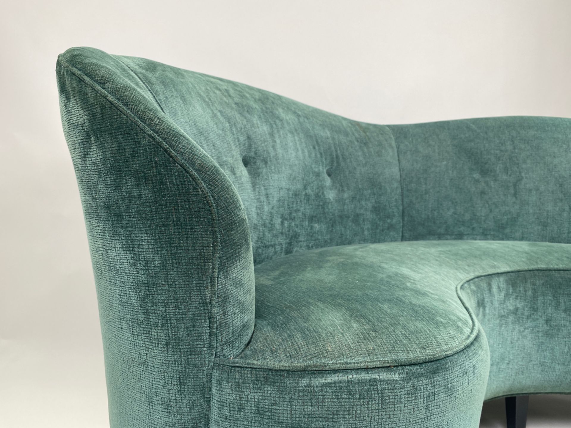Curved Teal Sofa - Image 3 of 5