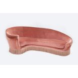 Pink Velvet Banana Sofa Art Deco Style