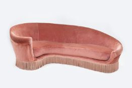 Pink Velvet Banana Sofa Art Deco Style