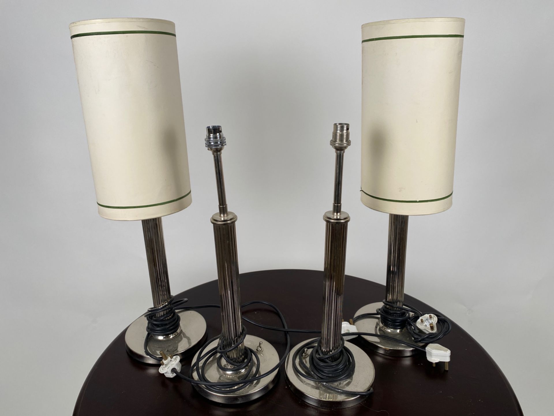 Set of 4 French Style Nickel Table Lamps - Image 2 of 4