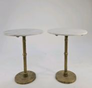 Pair of Marble Top Pedestal Tables