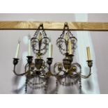 Set of 4 Brass Wall Lights