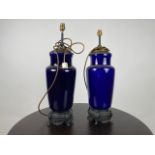 Pair of Blue Ceramic Table Lamps