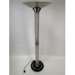 Art Deco Style Model le Mons Glass Rods, Chrome, and Black Lacquer Floor Lamp