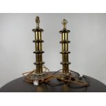 Pair of Brass Tiered Table Lamps