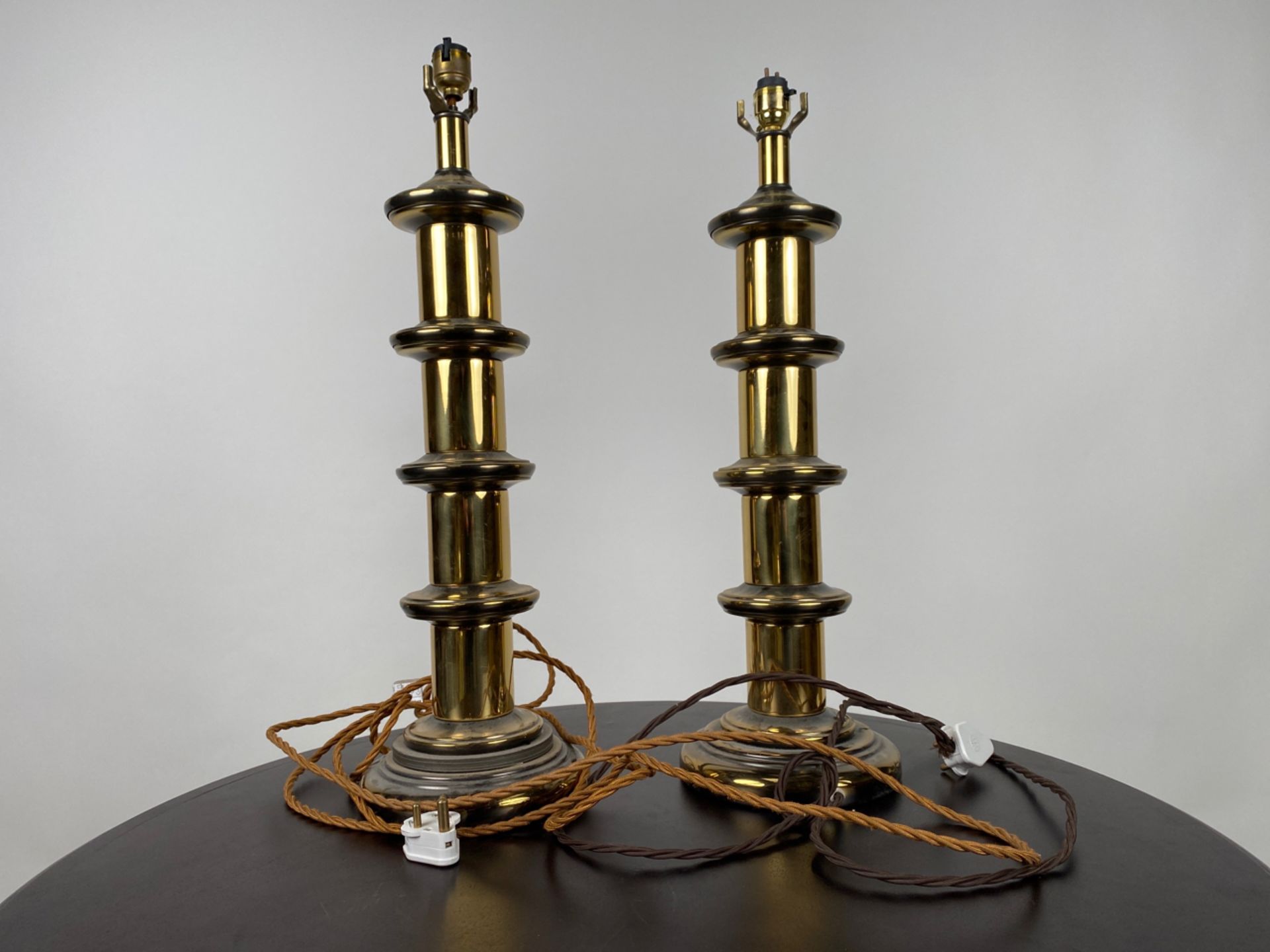 Pair of Brass Tiered Table Lamps