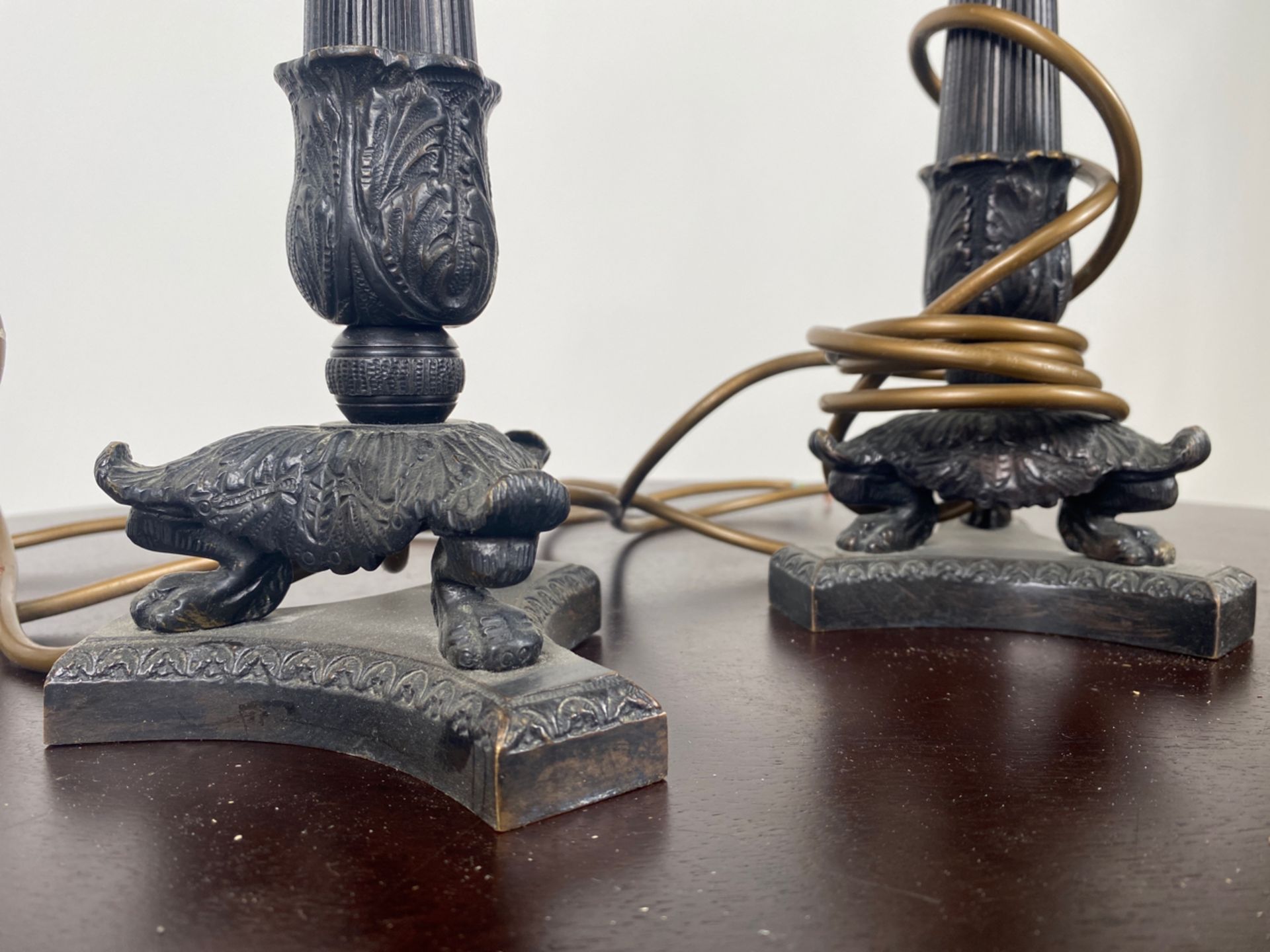 Pair of Bronze Candlestick Lamps - Image 4 of 5